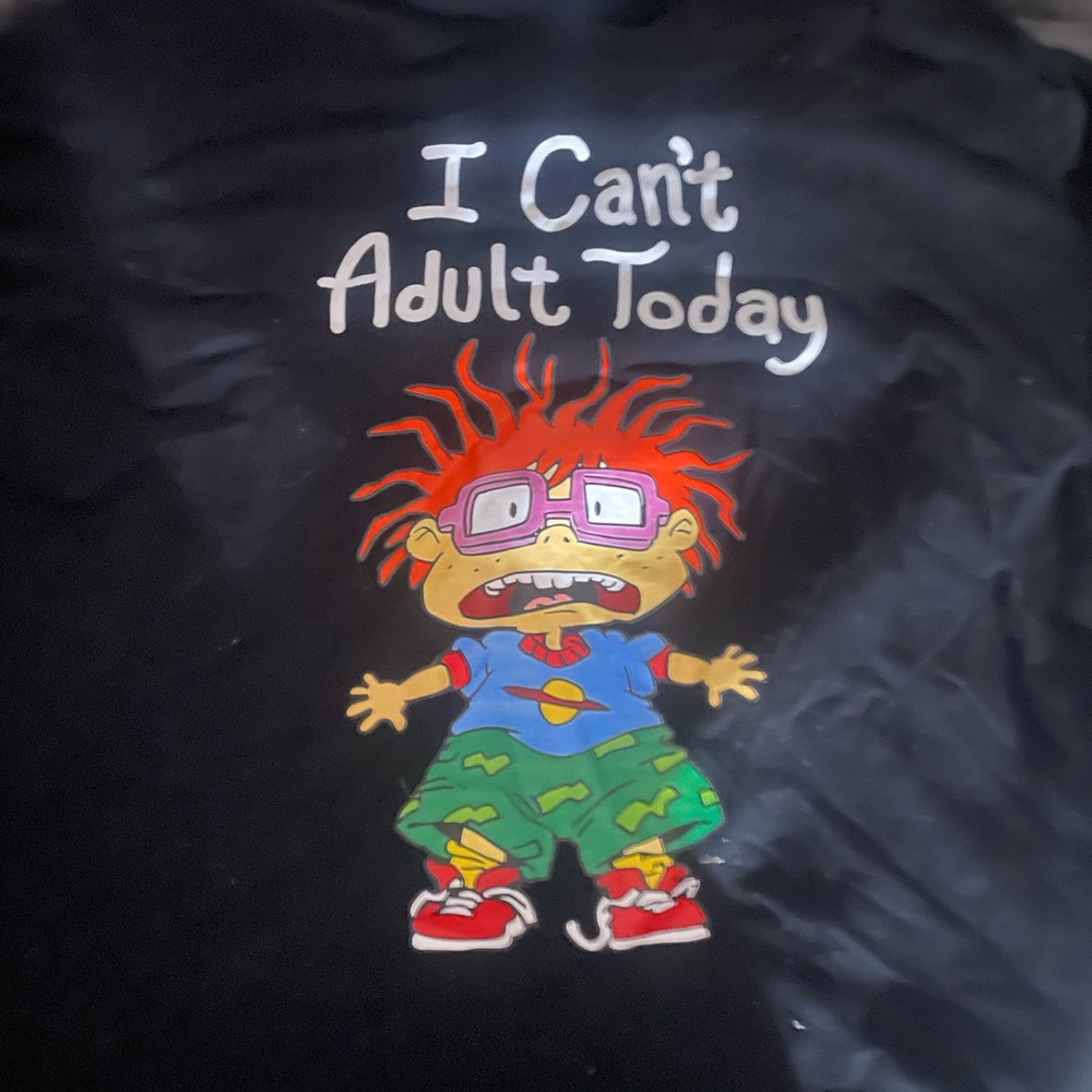 Black Short Sleeve Tee with Cartoon Print